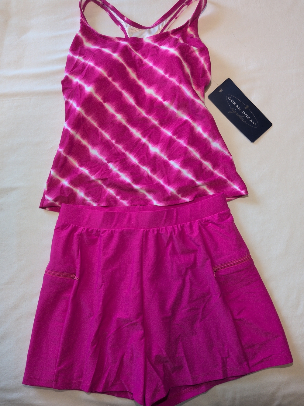 Ocean Dreams Magenta Tie-Dye Tank & Solid Magenta Shorts Set